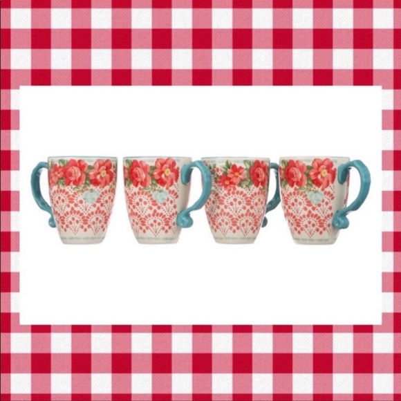 Vintage rare 4 piece coffee mug set pioneer woman 26oz cups - Picture 1 of 3